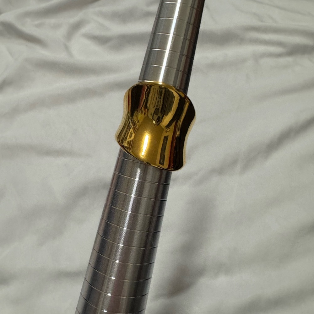 Wide Polished Gold Statement Ring - image 4